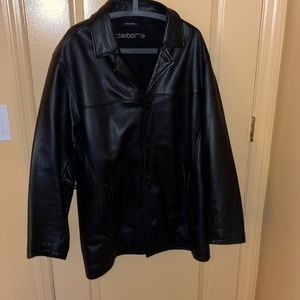 Liz Claiborne Mens leather coat seldom worn great condition size L color Black